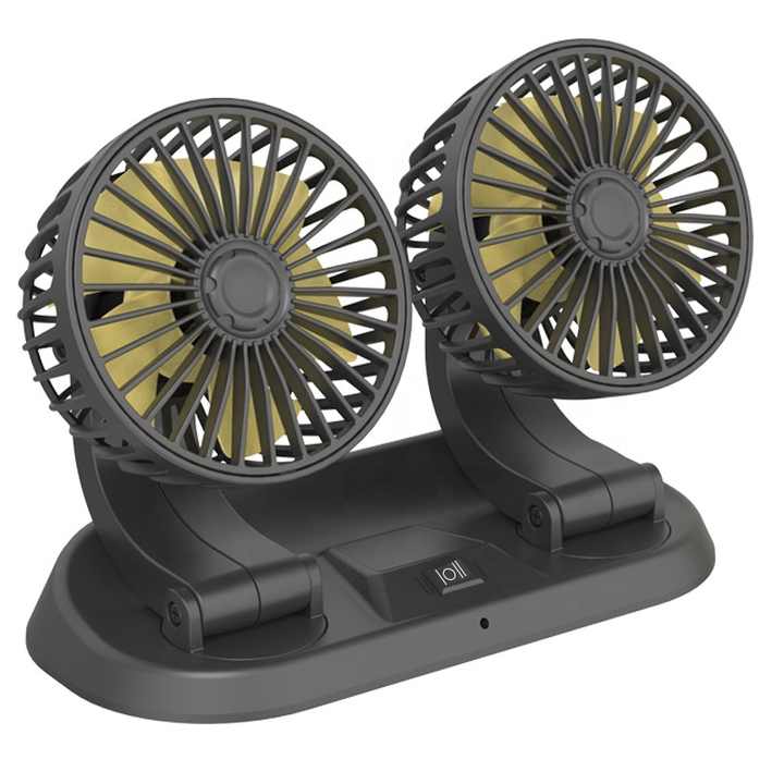12V Dual Head Car Fan with 360° Rotation – Dashboard Cooling