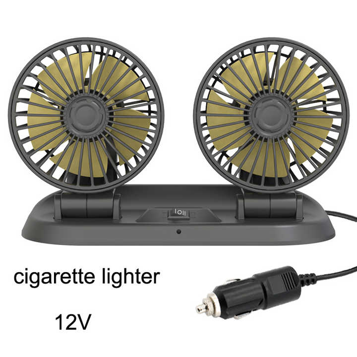 12V Dual Head Car Fan with 360° Rotation – Dashboard Cooling