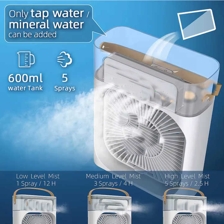 Portable USB Air Conditioner Fan with LED & Mist