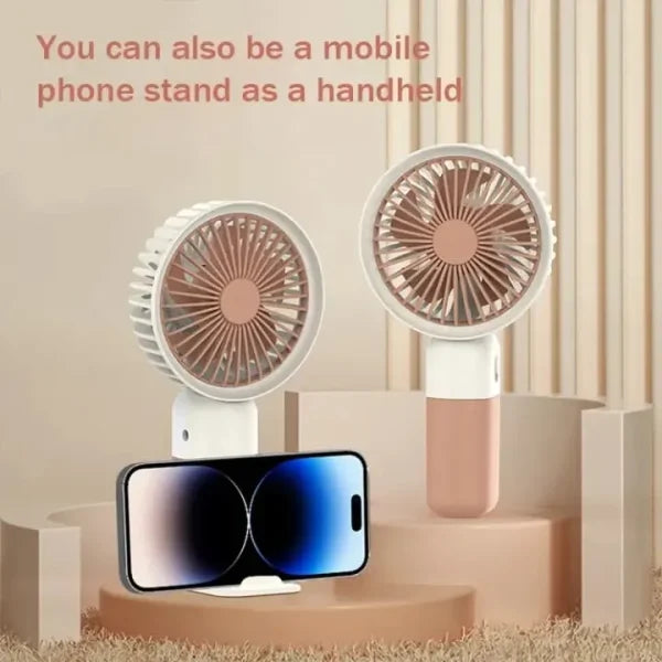 Rechargeable Mini USB Fan – Handheld, Phone Stand, Portable