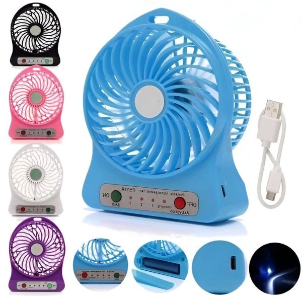 Mini USB Rechargeable Fan – 3-Speed Desktop Cooler (Random Color)