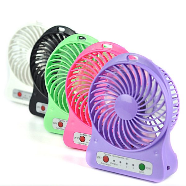 Mini USB Rechargeable Fan – 3-Speed Desktop Cooler (Random Color)